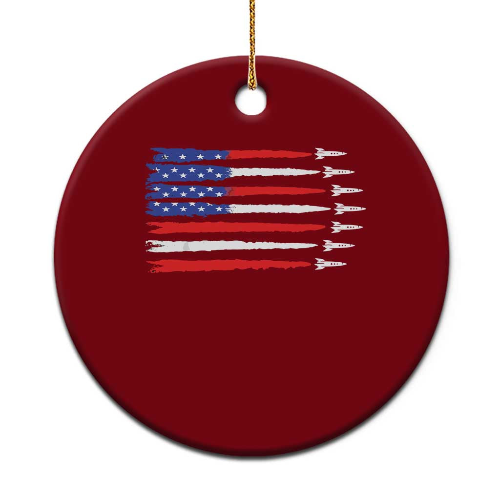 USA Flag Rocket Ceramic Ornament Patriotic Space Red White Blue 4th of July - Wonder Print Shop