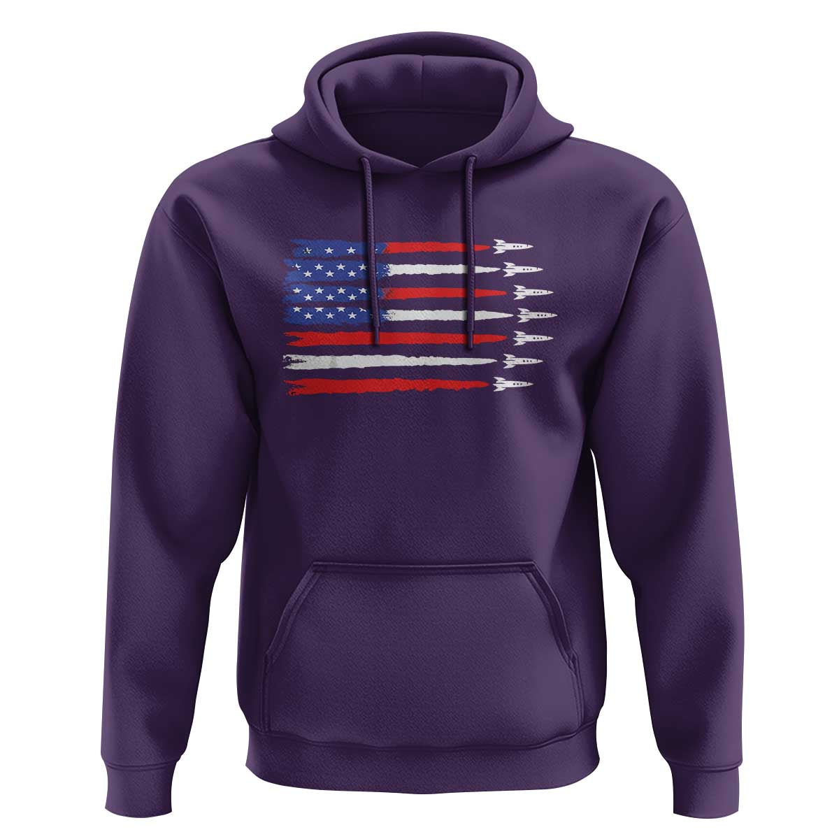 USA Flag Rocket Hoodie Patriotic Space Red White Blue 4th of July - Wonder Print Shop