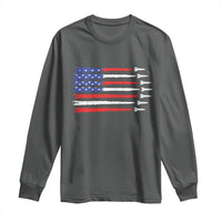 USA Flag Rocket Long Sleeve Shirt Patriotic Space Red White Blue 4th of July - Wonder Print Shop