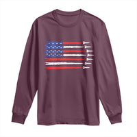 USA Flag Rocket Long Sleeve Shirt Patriotic Space Red White Blue 4th of July - Wonder Print Shop