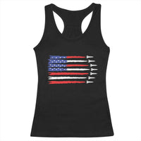 USA Flag Rocket Racerback Tank Top Patriotic Space Red White Blue 4th of July - Wonder Print Shop