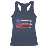 USA Flag Rocket Racerback Tank Top Patriotic Space Red White Blue 4th of July - Wonder Print Shop