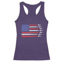 USA Flag Rocket Racerback Tank Top Patriotic Space Red White Blue 4th of July - Wonder Print Shop