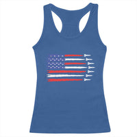 USA Flag Rocket Racerback Tank Top Patriotic Space Red White Blue 4th of July - Wonder Print Shop