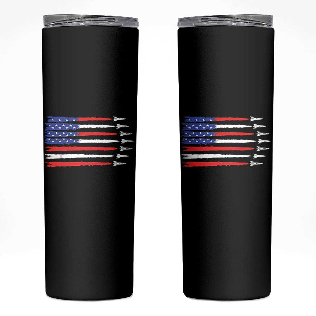 USA Flag Rocket Skinny Tumbler Patriotic Space Red White Blue 4th of July - Wonder Print Shop