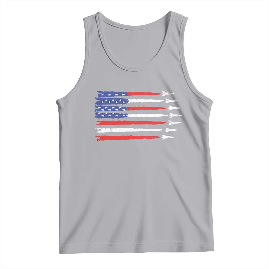 USA Flag Rocket Tank Top Patriotic Space Red White Blue 4th of July - Wonder Print Shop