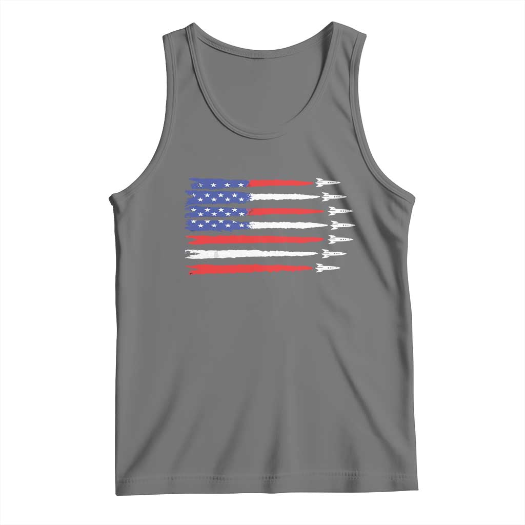 USA Flag Rocket Tank Top Patriotic Space Red White Blue 4th of July - Wonder Print Shop