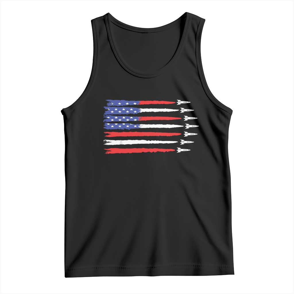 USA Flag Rocket Tank Top Patriotic Space Red White Blue 4th of July - Wonder Print Shop
