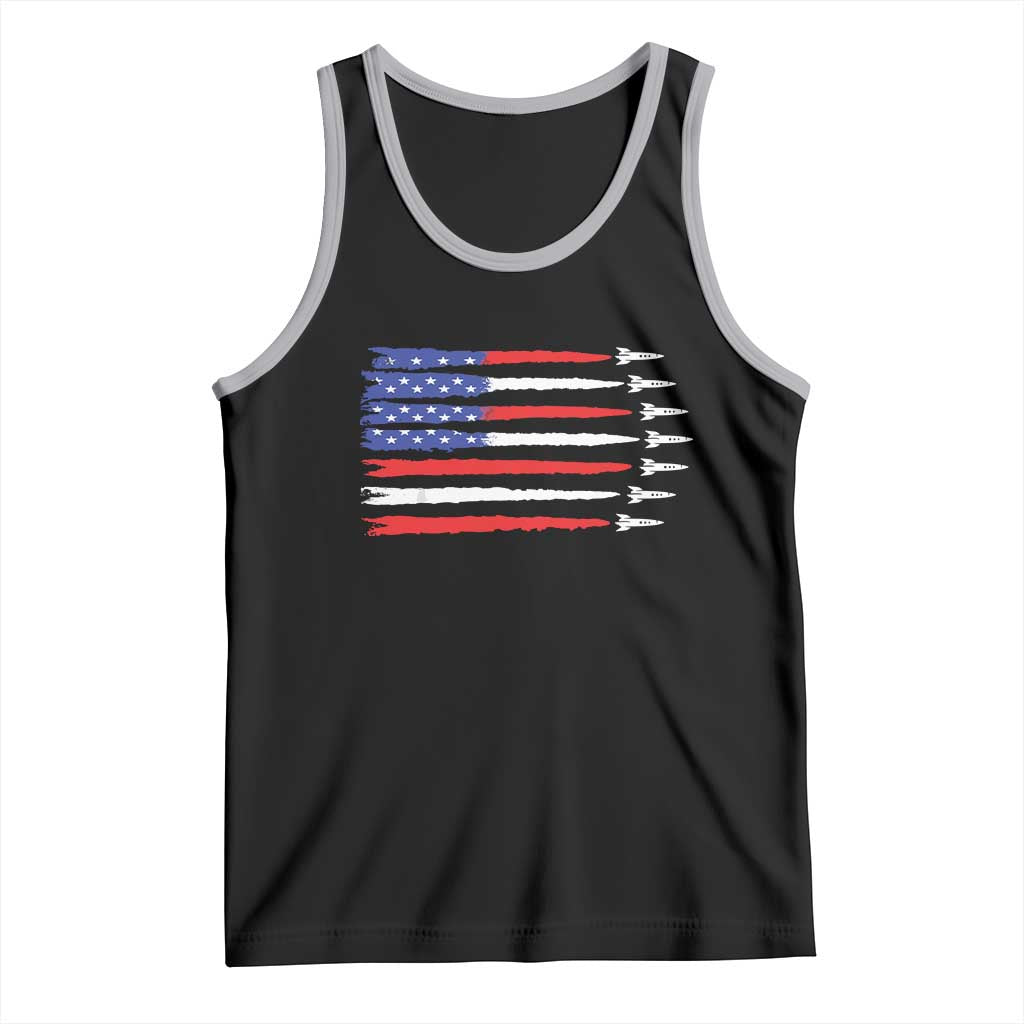 USA Flag Rocket Tank Top Patriotic Space Red White Blue 4th of July - Wonder Print Shop
