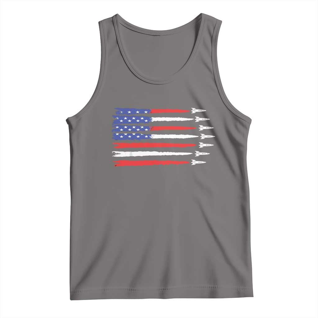 USA Flag Rocket Tank Top Patriotic Space Red White Blue 4th of July - Wonder Print Shop