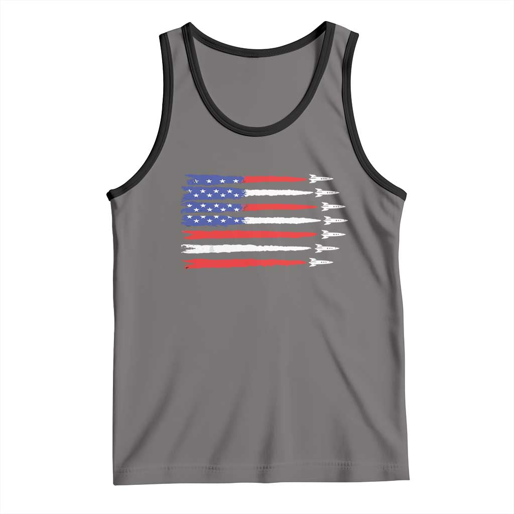 USA Flag Rocket Tank Top Patriotic Space Red White Blue 4th of July - Wonder Print Shop