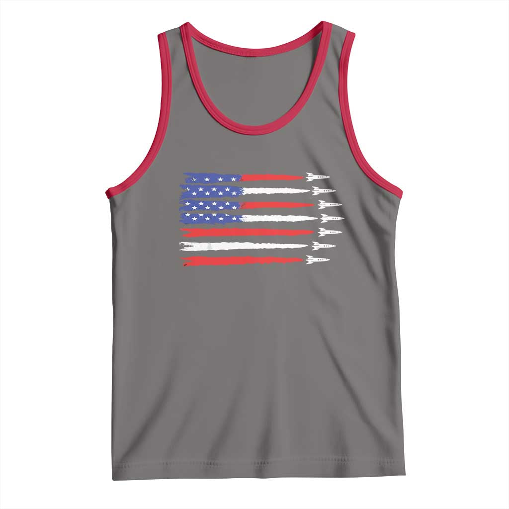 USA Flag Rocket Tank Top Patriotic Space Red White Blue 4th of July - Wonder Print Shop