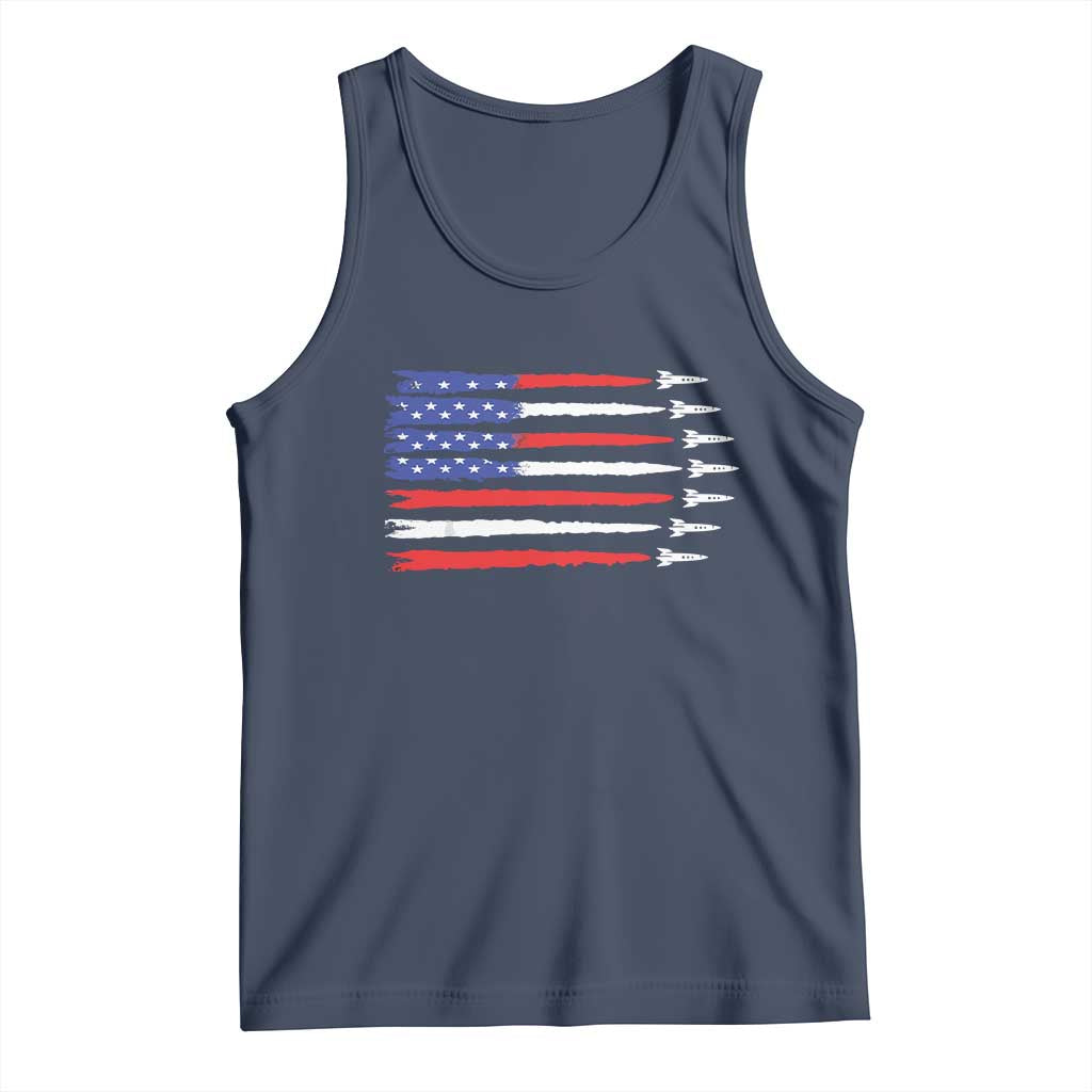 USA Flag Rocket Tank Top Patriotic Space Red White Blue 4th of July - Wonder Print Shop