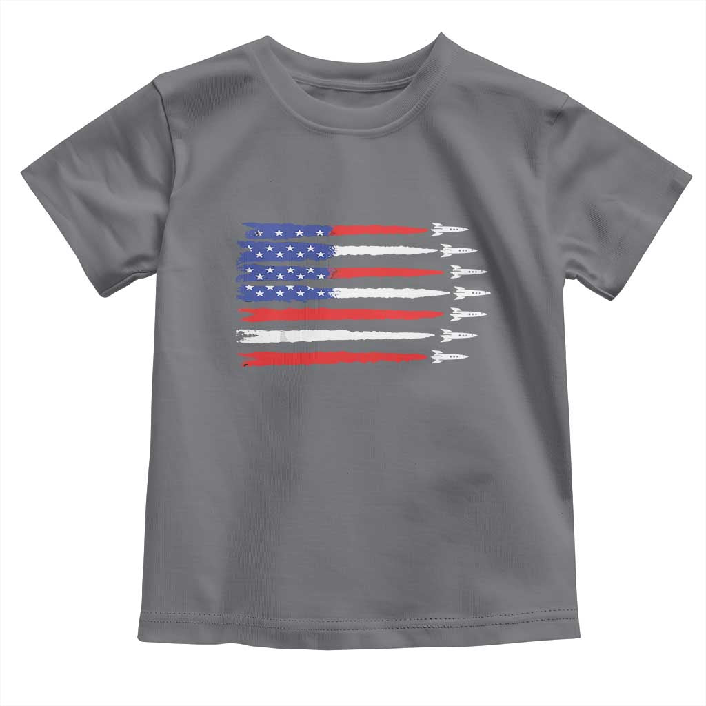 USA Flag Rocket Toddler T Shirt Patriotic Space Red White Blue 4th of July - Wonder Print Shop