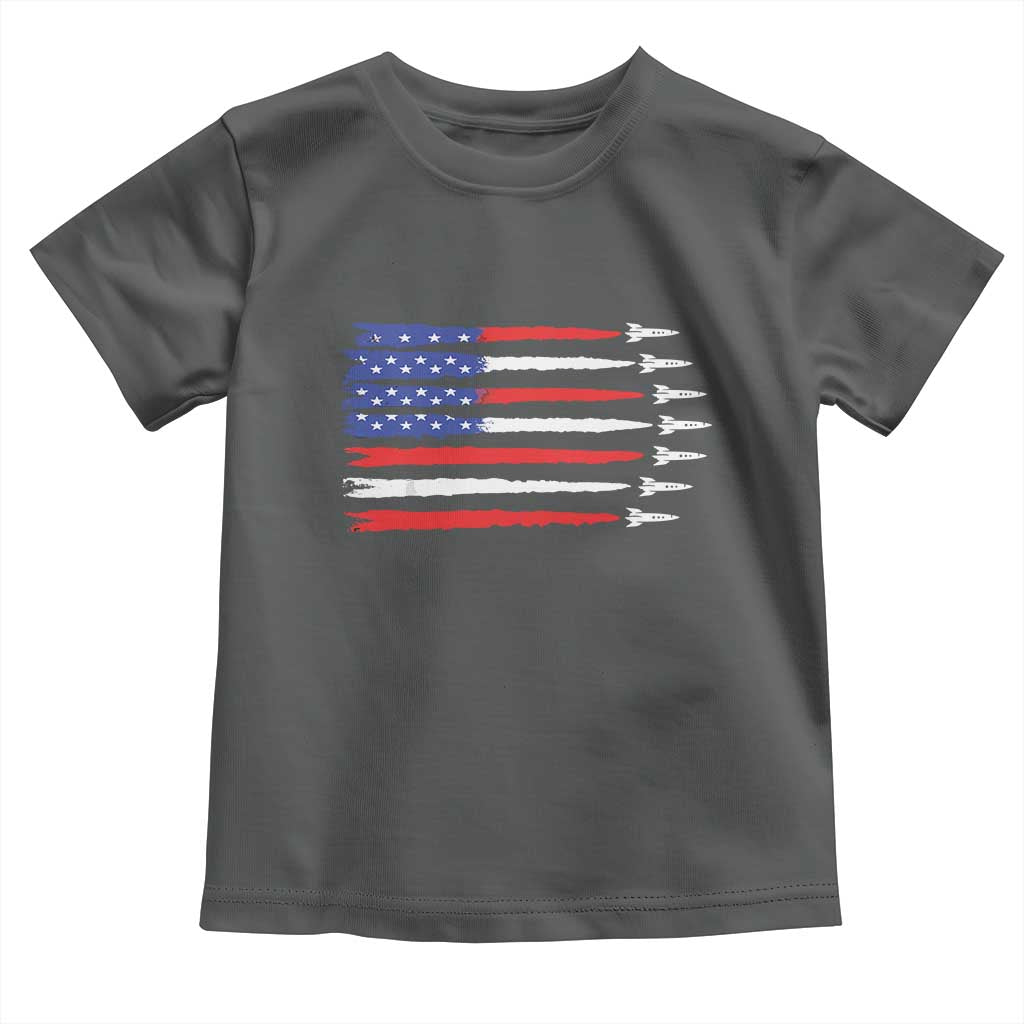 USA Flag Rocket Toddler T Shirt Patriotic Space Red White Blue 4th of July - Wonder Print Shop