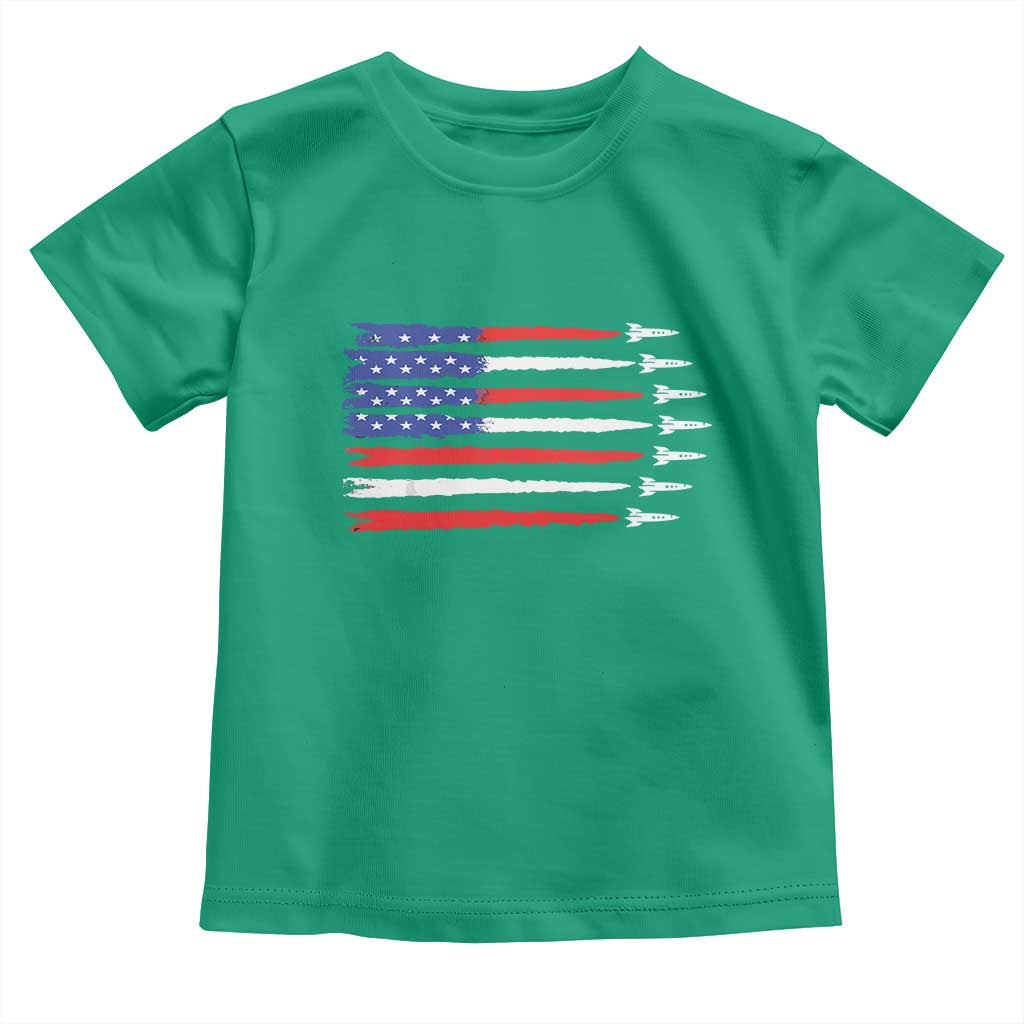 USA Flag Rocket Toddler T Shirt Patriotic Space Red White Blue 4th of July - Wonder Print Shop