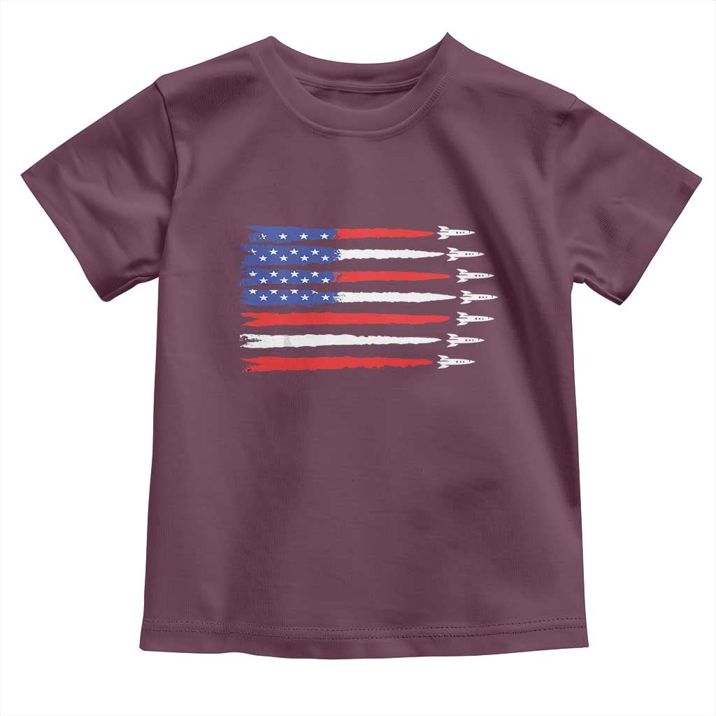 USA Flag Rocket Toddler T Shirt Patriotic Space Red White Blue 4th of July - Wonder Print Shop