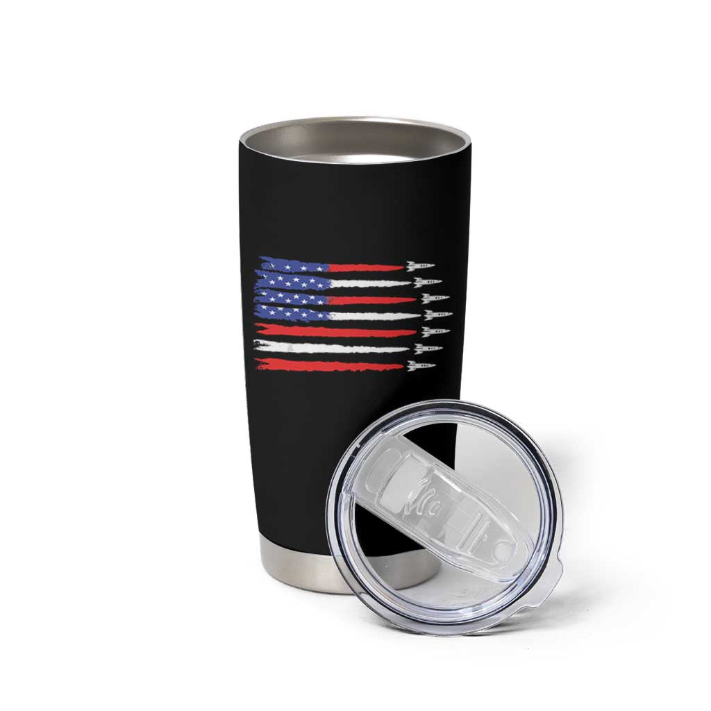 USA Flag Rocket Tumbler Cup Patriotic Space Red White Blue 4th of July - Wonder Print Shop