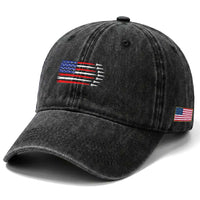 USA Flag Rocket Washed Cotton Baseball Cap Patriotic Space Red White Blue 4th of July