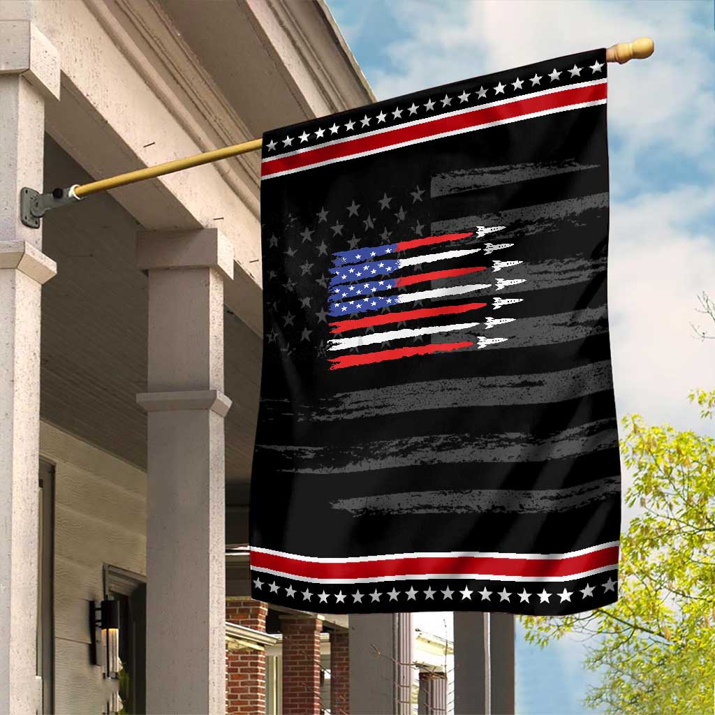 USA Flag Rocket Garden Flag Patriotic Space Red White Blue 4th of July