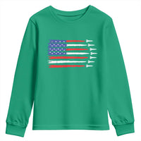 USA Flag Rocket Youth Sweatshirt Patriotic Space Red White Blue 4th of July - Wonder Print Shop