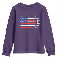 USA Flag Rocket Youth Sweatshirt Patriotic Space Red White Blue 4th of July - Wonder Print Shop