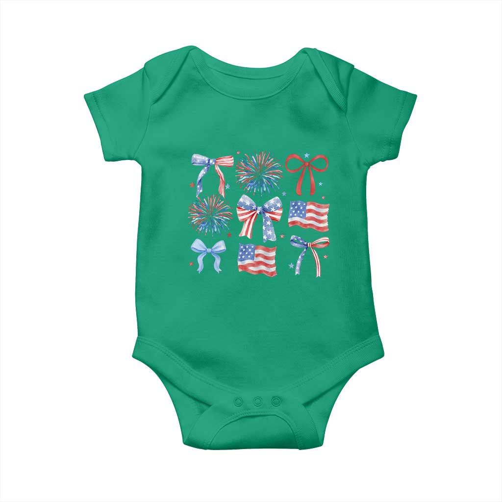 Coquette 4th Of July Baby Onesie Patriotic Bow American Flag - Wonder Print Shop