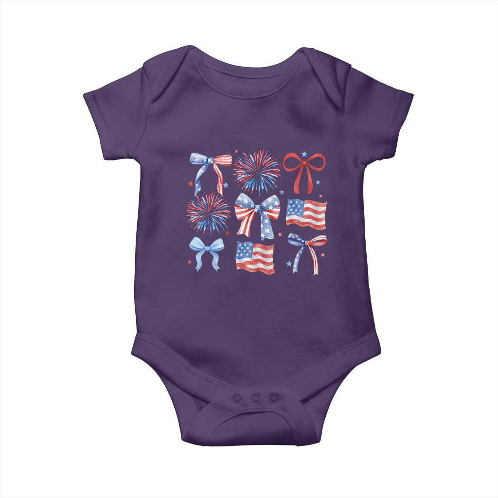 Coquette 4th Of July Baby Onesie Patriotic Bow American Flag - Wonder Print Shop