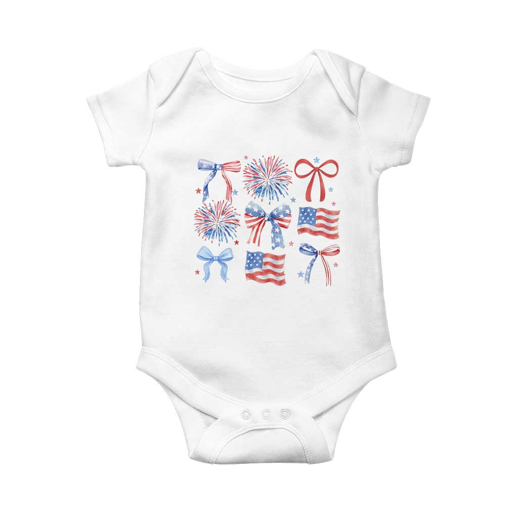 Coquette 4th Of July Baby Onesie Patriotic Bow American Flag - Wonder Print Shop