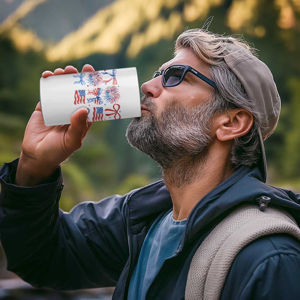 Coquette 4th Of July 4 in 1 Can Cooler Tumbler Patriotic Bow American Flag - Wonder Print Shop