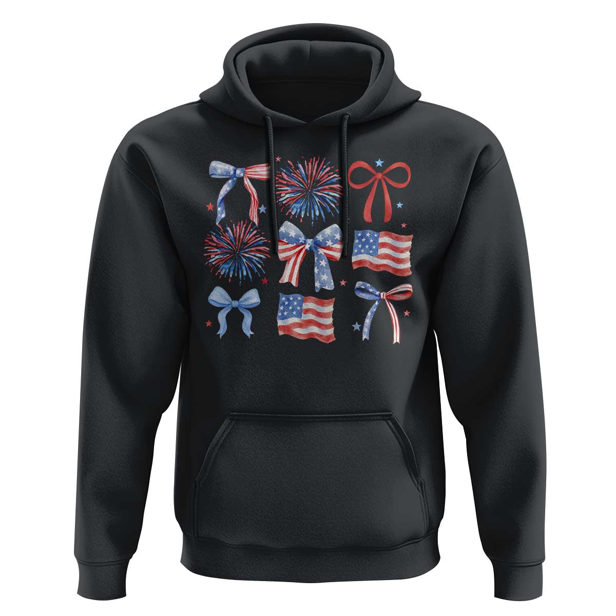 Coquette 4th Of July Hoodie Patriotic Bow American Flag - Wonder Print Shop