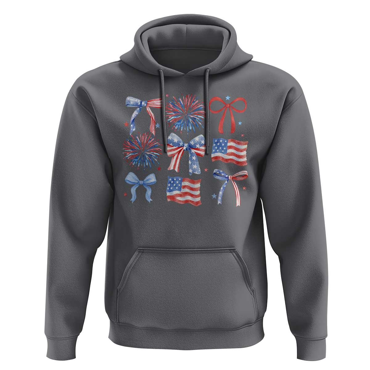 Coquette 4th Of July Hoodie Patriotic Bow American Flag - Wonder Print Shop