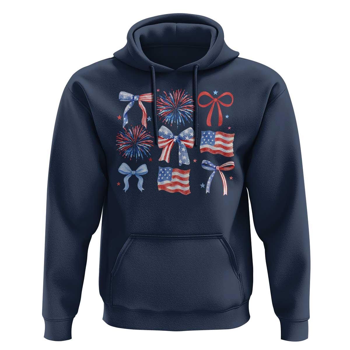 Coquette 4th Of July Hoodie Patriotic Bow American Flag - Wonder Print Shop