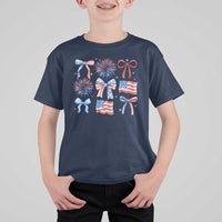 Coquette 4th Of July T Shirt For Kid Patriotic Bow American Flag - Wonder Print Shop