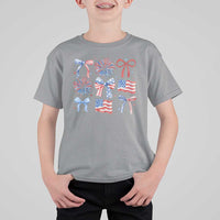 Coquette 4th Of July T Shirt For Kid Patriotic Bow American Flag - Wonder Print Shop