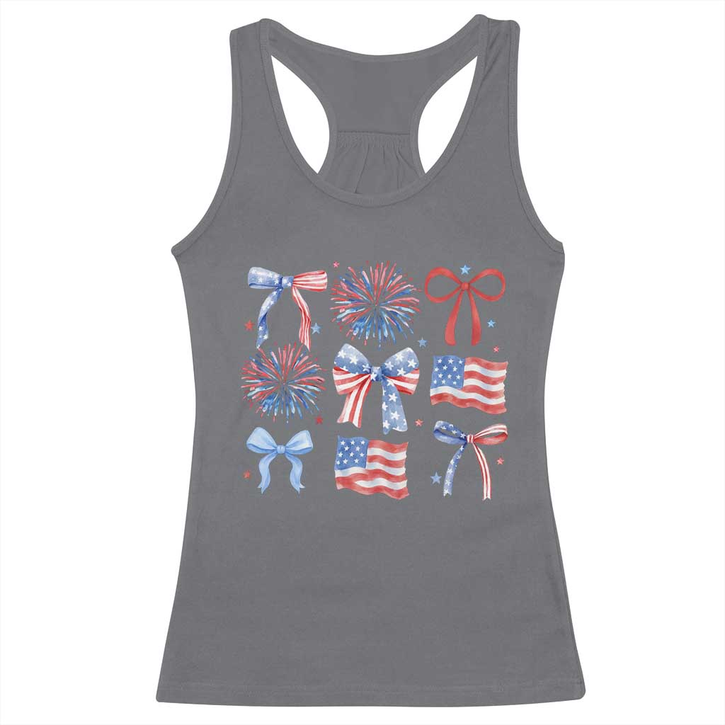 Coquette 4th Of July Racerback Tank Top Patriotic Bow American Flag - Wonder Print Shop