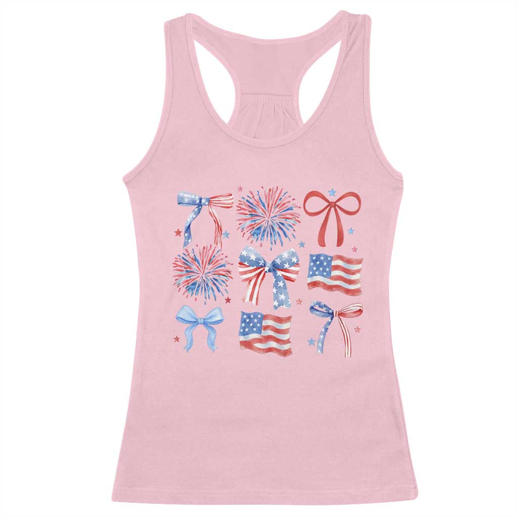 Coquette 4th Of July Racerback Tank Top Patriotic Bow American Flag - Wonder Print Shop