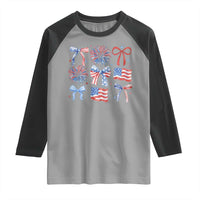 Coquette 4th Of July Raglan Shirt Patriotic Bow American Flag - Wonder Print Shop