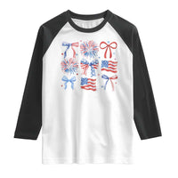 Coquette 4th Of July Raglan Shirt Patriotic Bow American Flag - Wonder Print Shop