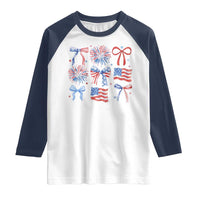 Coquette 4th Of July Raglan Shirt Patriotic Bow American Flag - Wonder Print Shop