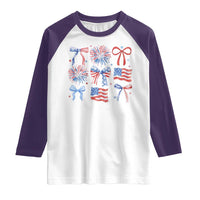 Coquette 4th Of July Raglan Shirt Patriotic Bow American Flag - Wonder Print Shop