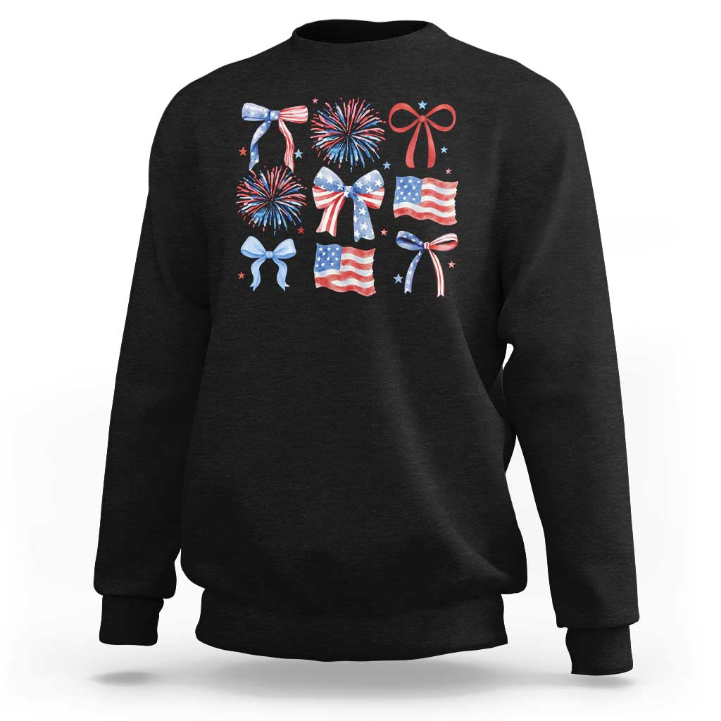 Coquette 4th Of July Sweatshirt Patriotic Bow American Flag - Wonder Print Shop