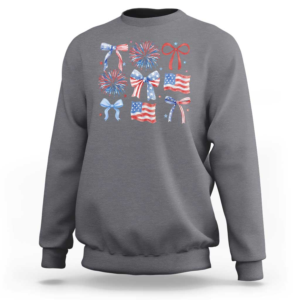 Coquette 4th Of July Sweatshirt Patriotic Bow American Flag - Wonder Print Shop