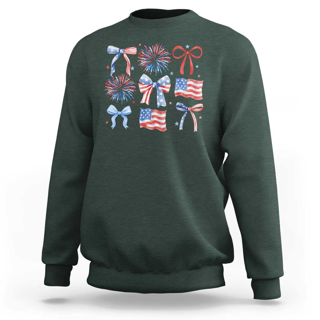 Coquette 4th Of July Sweatshirt Patriotic Bow American Flag - Wonder Print Shop