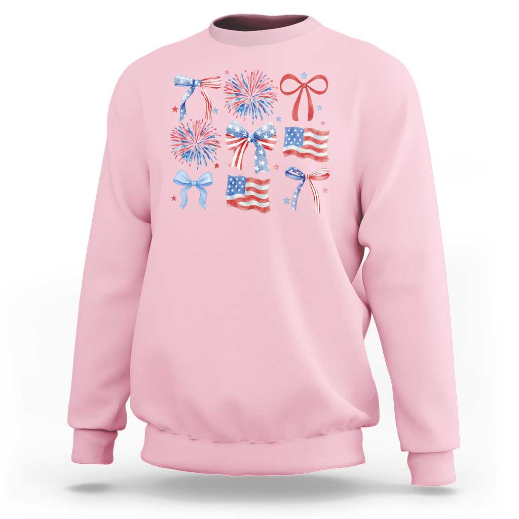 Coquette 4th Of July Sweatshirt Patriotic Bow American Flag - Wonder Print Shop