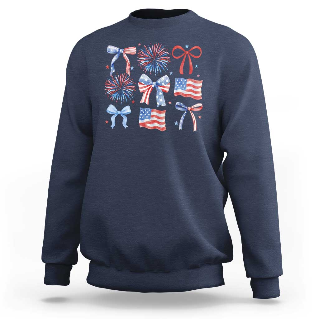Coquette 4th Of July Sweatshirt Patriotic Bow American Flag - Wonder Print Shop