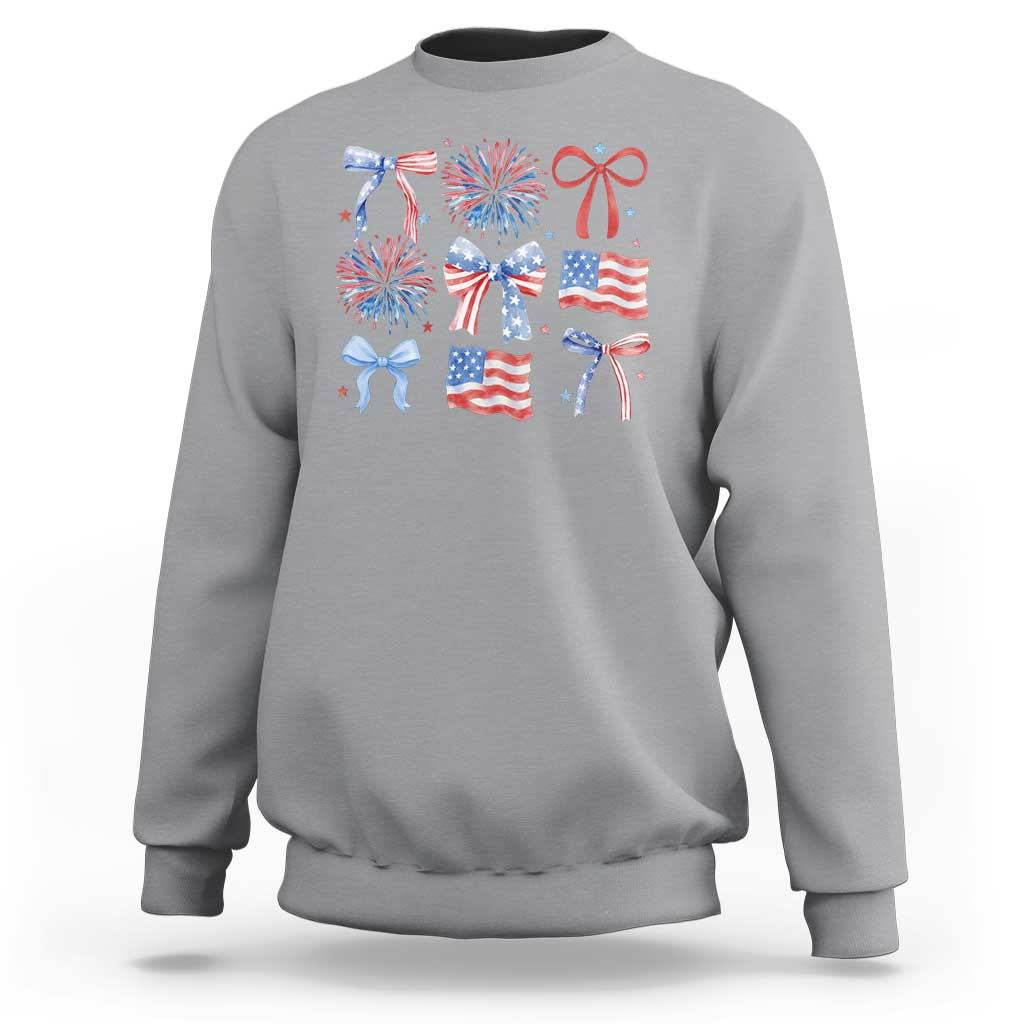 Coquette 4th Of July Sweatshirt Patriotic Bow American Flag - Wonder Print Shop