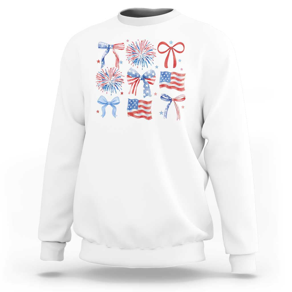 Coquette 4th Of July Sweatshirt Patriotic Bow American Flag - Wonder Print Shop