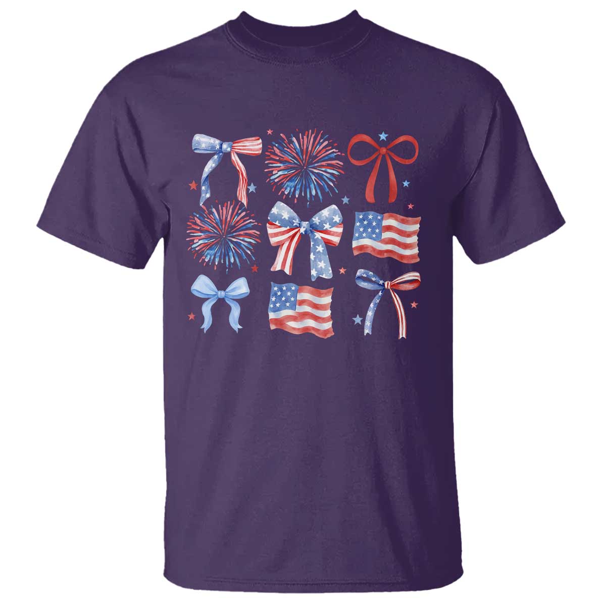 Coquette 4th Of July T Shirt Patriotic Bow American Flag - Wonder Print Shop