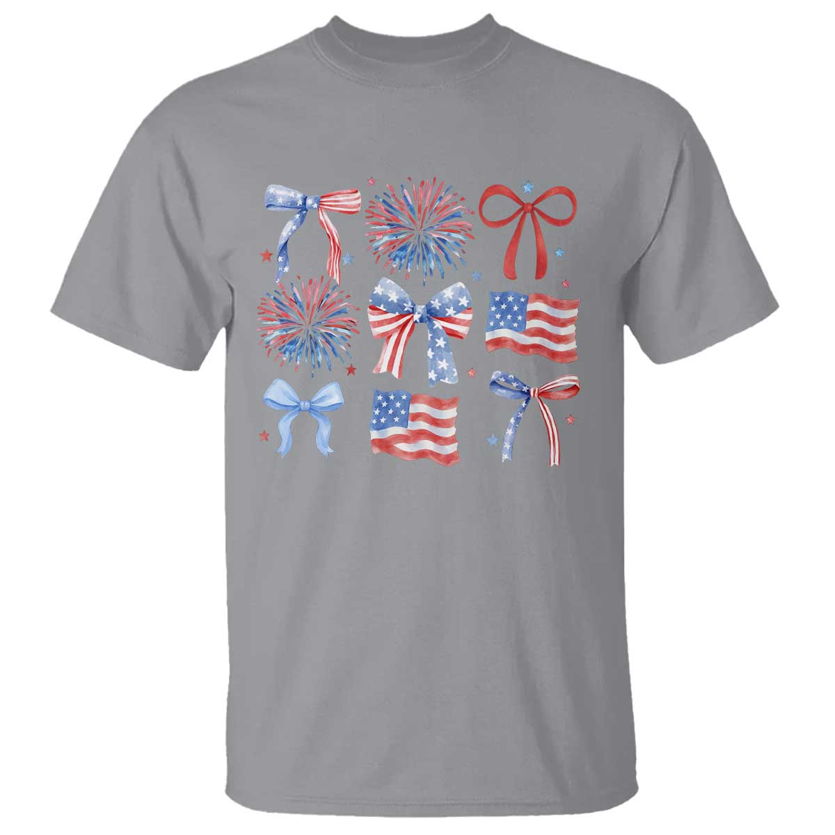 Coquette 4th Of July T Shirt Patriotic Bow American Flag - Wonder Print Shop